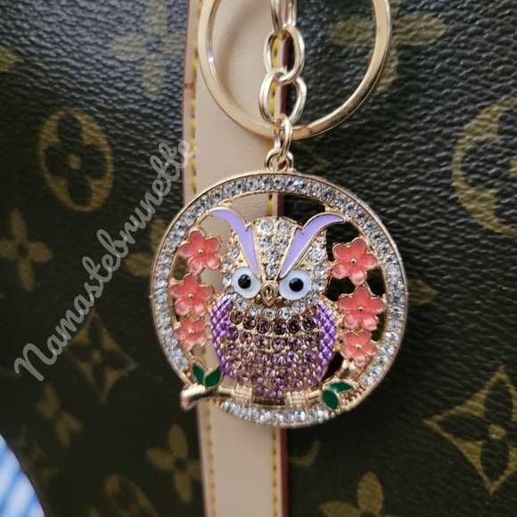 2/$20 Boho Owl Crystal Rhinestone Keychain Bag Charm - Picture 5 of 8